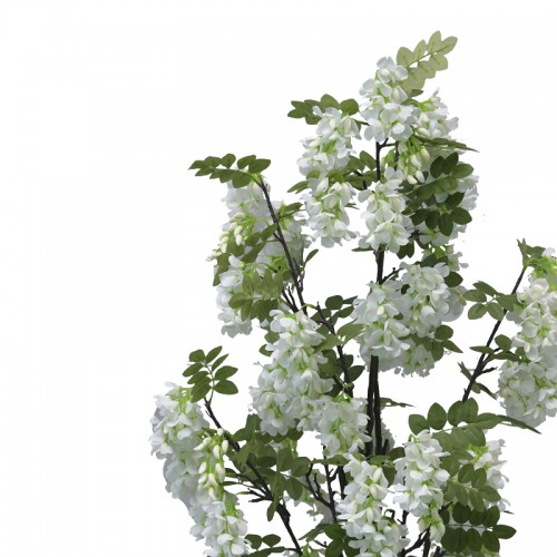 Διακοσμητικό Φυτό Bean Flowers Σε Γλάστρα Inart Λευκό Pp Υ125Εκ