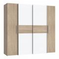 Ντουλάπα Ρούχων Closet Pakoworld Τετράφυλλη Sonoma Oak-Λευκό Μελαμίνης 200X61.5X190.5Εκ