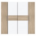 Ντουλάπα Ρούχων Closet Pakoworld Τετράφυλλη Sonoma Oak-Λευκό Μελαμίνης 200X61.5X190.5Εκ