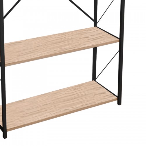 Βιβλιοθήκη Tikilmo Pakoworld Oak Μελαμίνης-Μαύρο Μέταλλο 88X34X180Εκ