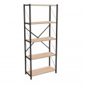 Βιβλιοθήκη Draizy Pakoworld Oak Μελαμίνης-Μαύρο Μέταλλο 63X30X150Εκ