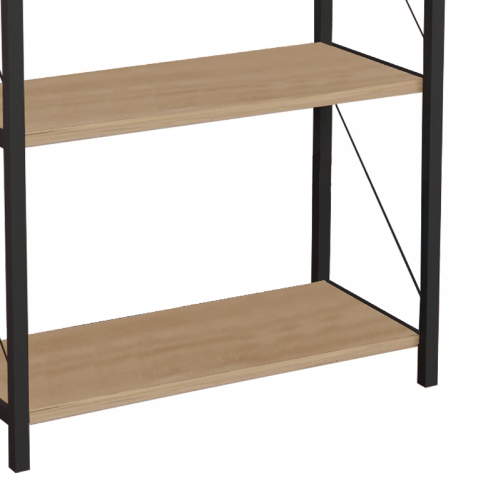 Βιβλιοθήκη Jackrey Pakoworld Oak Μελαμίνης-Μαύρο Μέταλλο 63X30X114Εκ