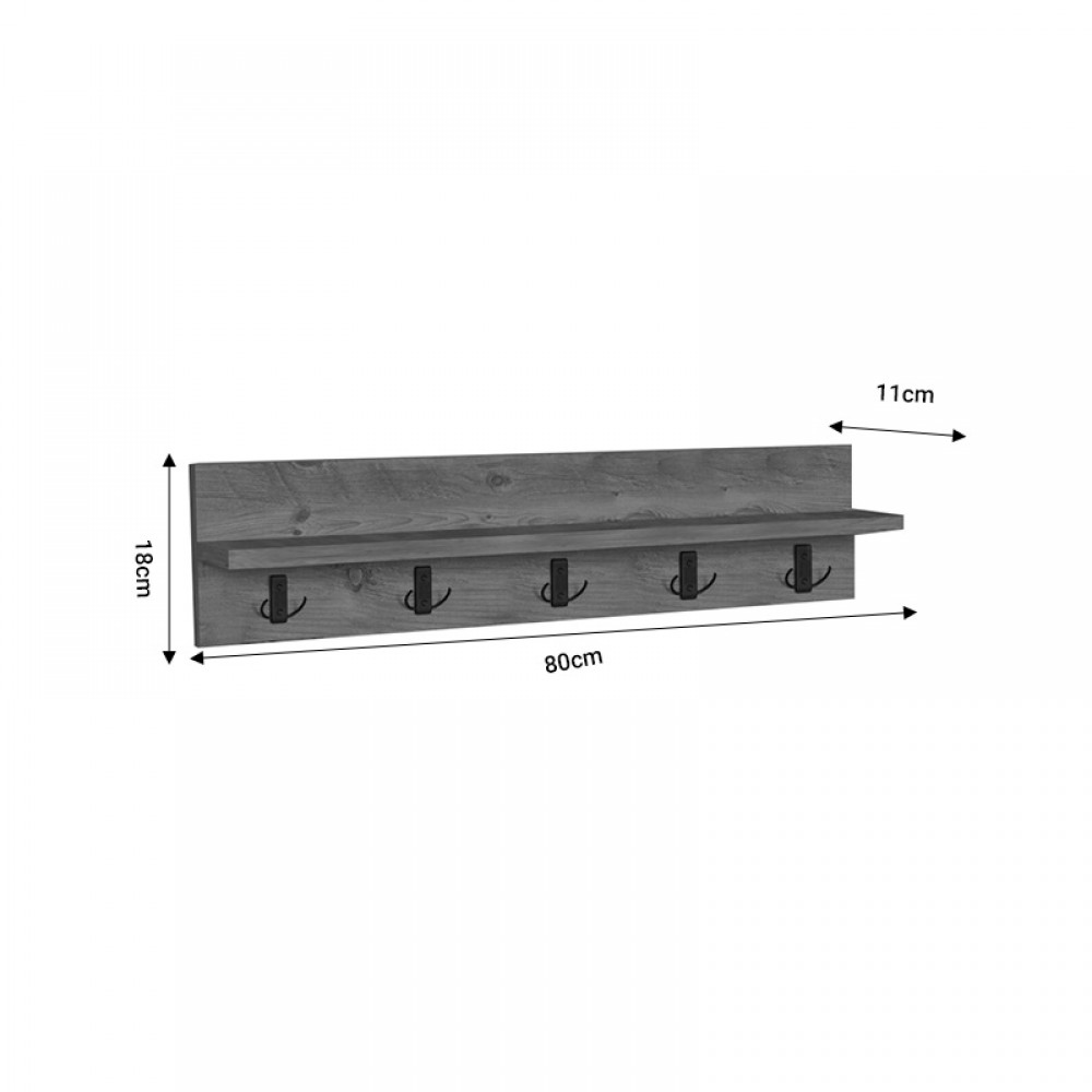 Κρεμάστρα Τοίχου Esform Pakoworld Oak Μελαμίνης 80X11X18Εκ