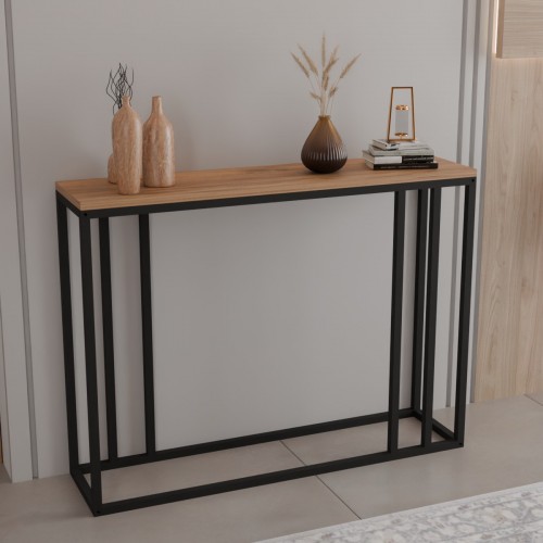 Κονσόλα Cansbia Pakoworld Oak Με Μαύρο Μέταλλο 100X25X75Εκ