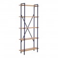 Βιβλιοθήκη Derena Pakoworld Oak Με Μαύρο Μέταλλο 60X29X160Εκ