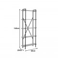 Βιβλιοθήκη Derena Pakoworld Oak Με Μαύρο Μέταλλο 60X29X160Εκ