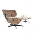 Πολυθρόνα-Υποπόδιο Relax Jenna Pakoworld Μπεζ Pu- Plywood Καρυδί-Βάση Χρωμίου 82X92X82Εκ