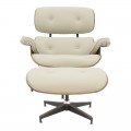 Πολυθρόνα-Υποπόδιο Relax Jenna Pakoworld Μπεζ Pu- Plywood Καρυδί-Βάση Χρωμίου 82X92X82Εκ