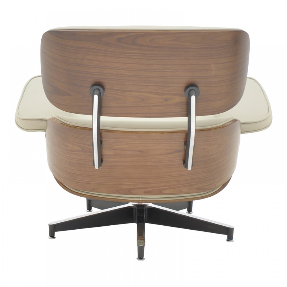 Πολυθρόνα-Υποπόδιο Relax Jenna Pakoworld Μπεζ Pu- Plywood Καρυδί-Βάση Χρωμίου 82X92X82Εκ