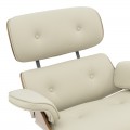 Πολυθρόνα-Υποπόδιο Relax Jenna Pakoworld Μπεζ Pu- Plywood Καρυδί-Βάση Χρωμίου 82X92X82Εκ