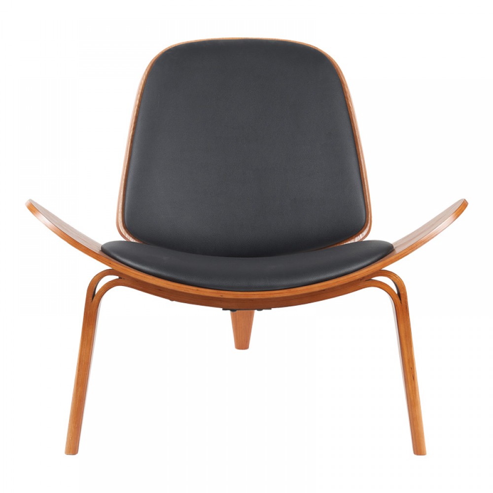 Πολυθρόνα Vilma Pakoworld Pu Μαύρο- Plywood Καρυδί 90X76.5X74.5Εκ