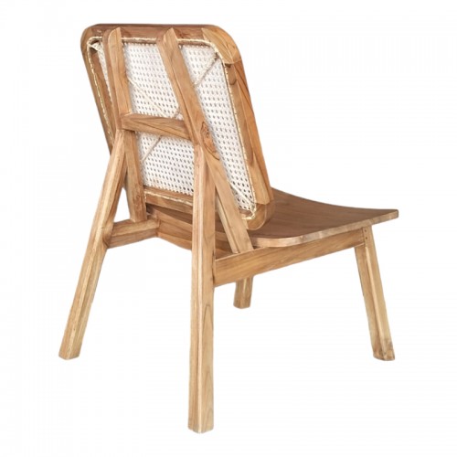 Πολυθρόνα Viborg Pakoworld Φυσικό Teak Ξύλο-Φυσικό Rattan 60X75X87Εκ
