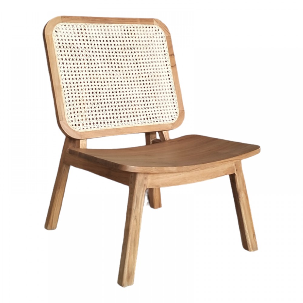 Πολυθρόνα Viborg Pakoworld Φυσικό Teak Ξύλο-Φυσικό Rattan 60X75X87Εκ