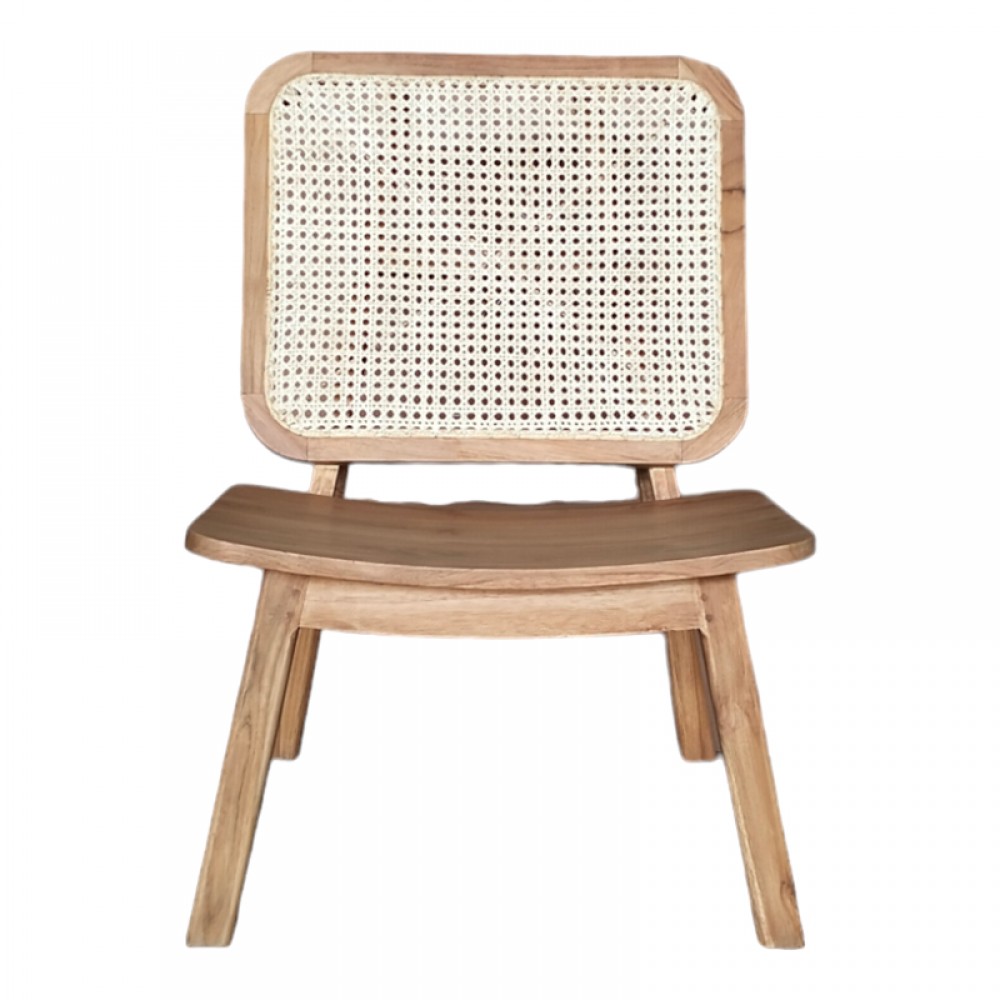Πολυθρόνα Viborg Pakoworld Φυσικό Teak Ξύλο-Φυσικό Rattan 60X75X87Εκ