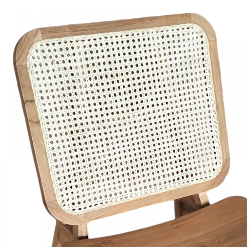 Πολυθρόνα Viborg Pakoworld Φυσικό Teak Ξύλο-Φυσικό Rattan 60X75X87Εκ