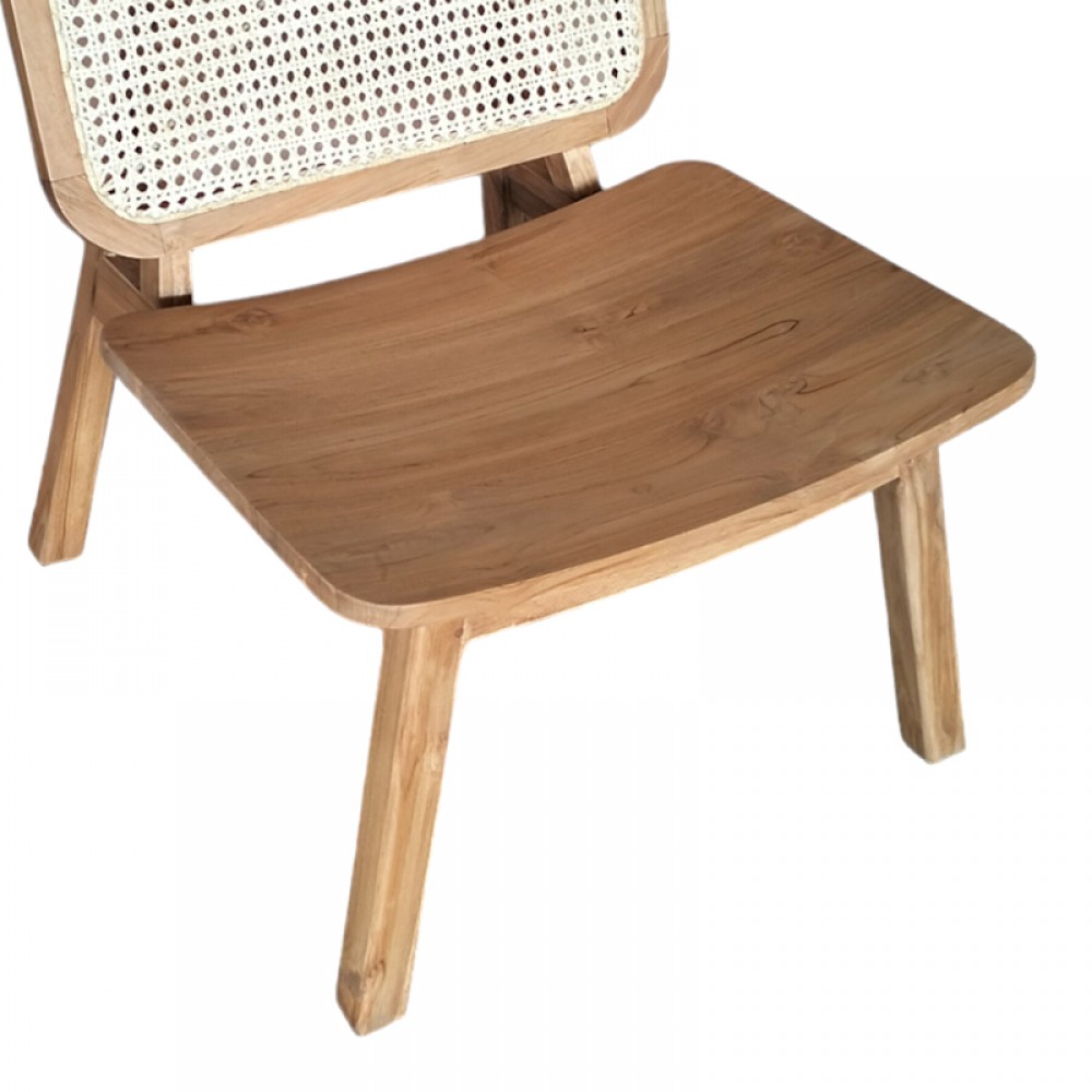 Πολυθρόνα Viborg Pakoworld Φυσικό Teak Ξύλο-Φυσικό Rattan 60X75X87Εκ
