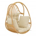 Κρεμαστή Κούνια Jorg Pakoworld Φυσικό Rattan-Κρεμ Μαξιλάρι 80X59X105Εκ