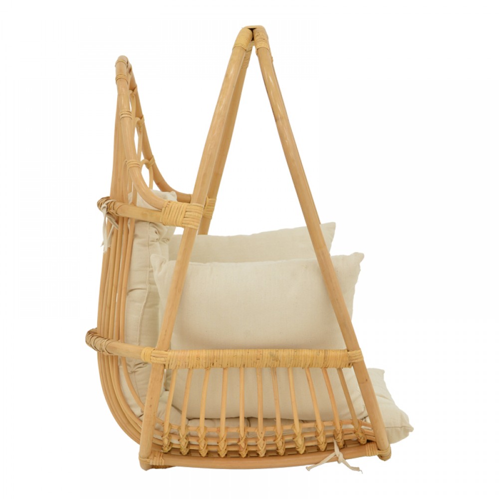 Κρεμαστή Κούνια Jorg Pakoworld Φυσικό Rattan-Κρεμ Μαξιλάρι 80X59X105Εκ