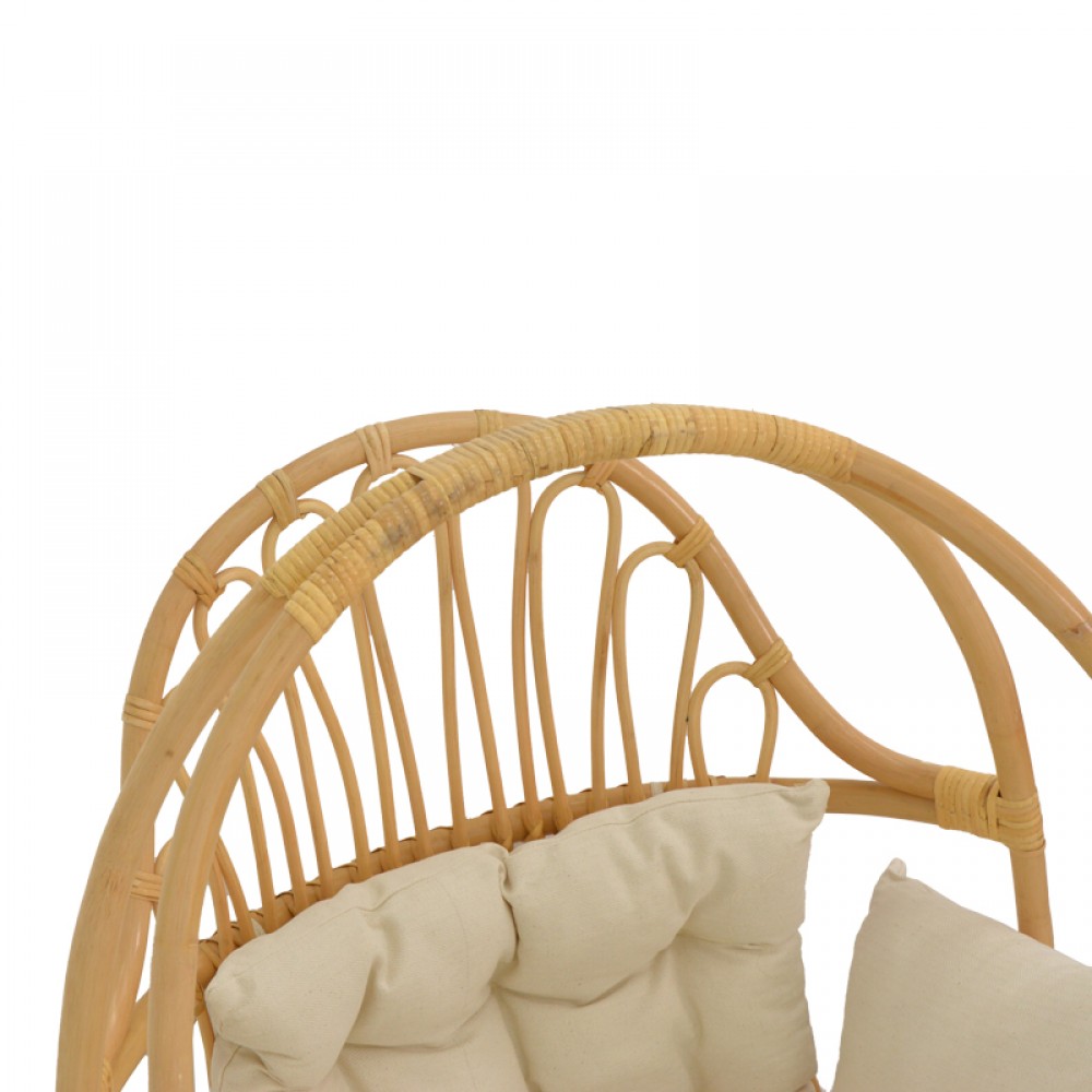 Κρεμαστή Κούνια Jorg Pakoworld Φυσικό Rattan-Κρεμ Μαξιλάρι 80X59X105Εκ