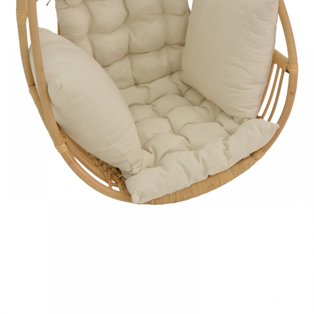 Κρεμαστή Κούνια Jorg Pakoworld Φυσικό Rattan-Κρεμ Μαξιλάρι 80X59X105Εκ
