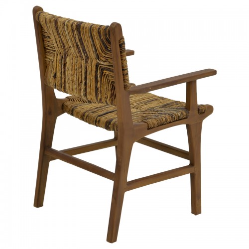 Πολυθρόνα Refane Pakoworld Φυσικό Teak Ξύλο-Ψάθα 55X60X85Εκ