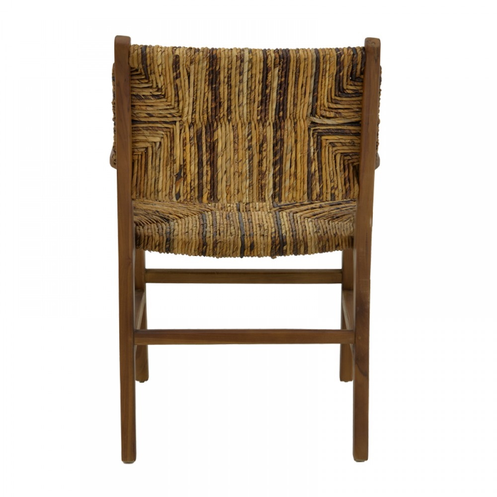 Πολυθρόνα Refane Pakoworld Φυσικό Teak Ξύλο-Ψάθα 55X60X85Εκ