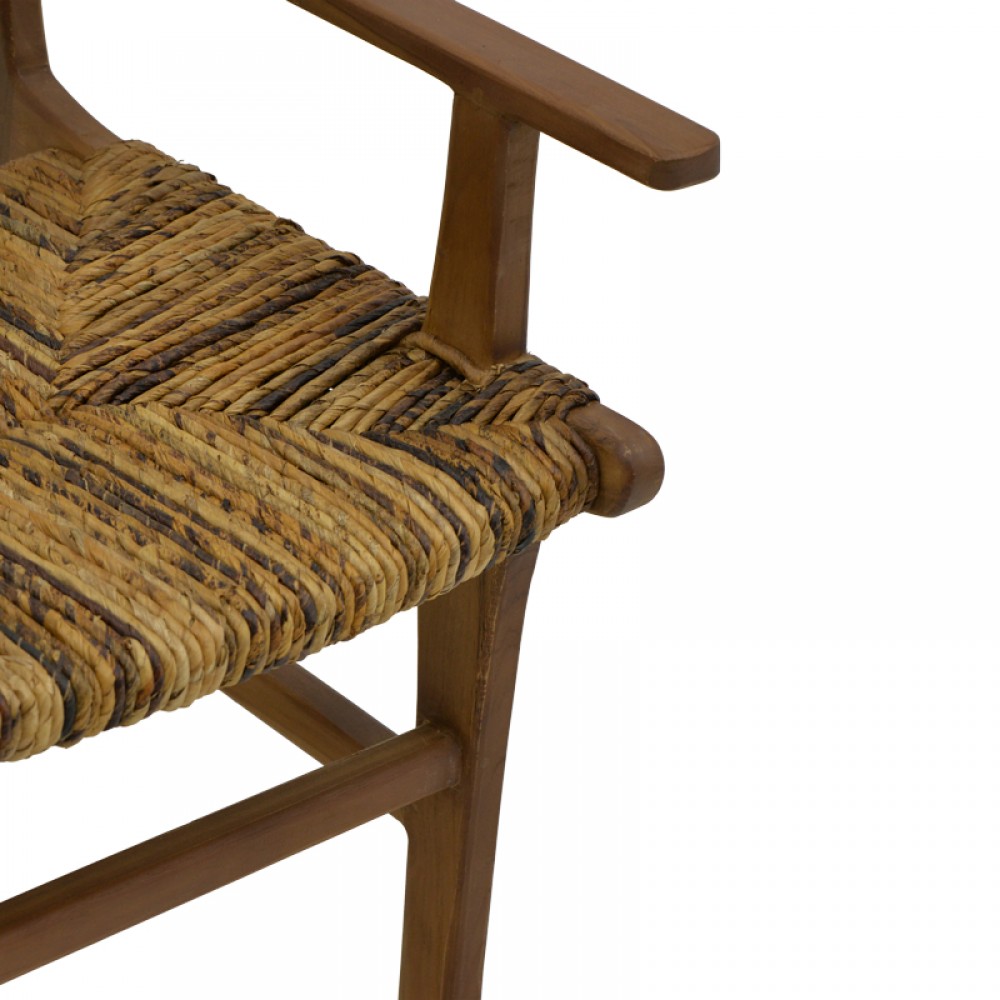 Πολυθρόνα Refane Pakoworld Φυσικό Teak Ξύλο-Ψάθα 55X60X85Εκ