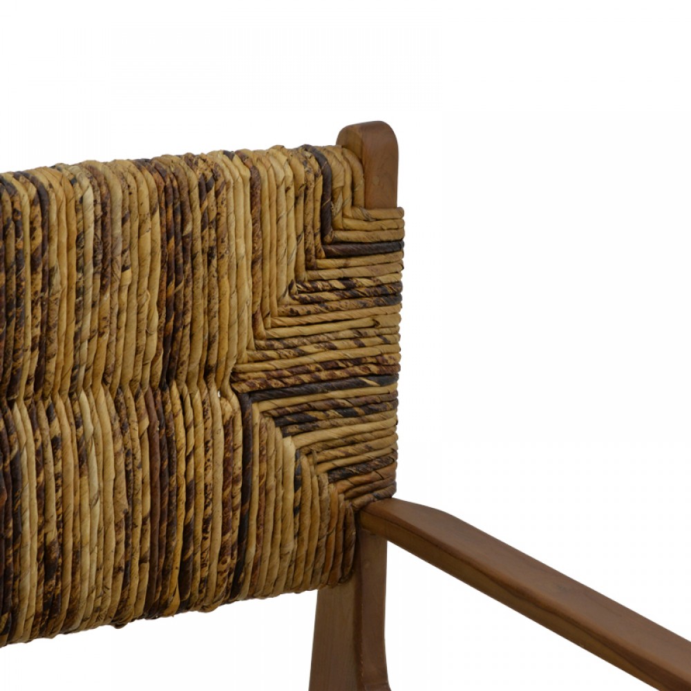 Πολυθρόνα Refane Pakoworld Φυσικό Teak Ξύλο-Ψάθα 55X60X85Εκ