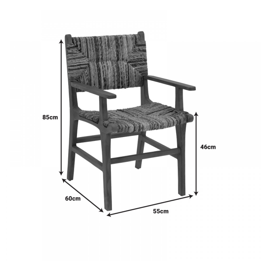 Πολυθρόνα Refane Pakoworld Φυσικό Teak Ξύλο-Ψάθα 55X60X85Εκ