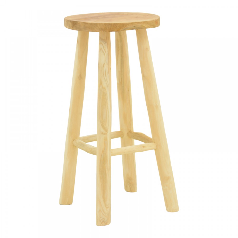 Σκαμπό Μπαρ Nusiwo Pakoworld Teak Ξύλο Σε Φυσική Απόχρωση Φ35X70Εκ