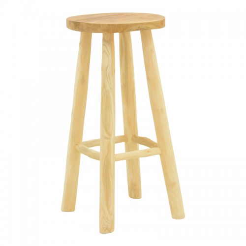 Σκαμπό Μπαρ Nusiwo Pakoworld Teak Ξύλο Σε Φυσική Απόχρωση Φ35X70Εκ