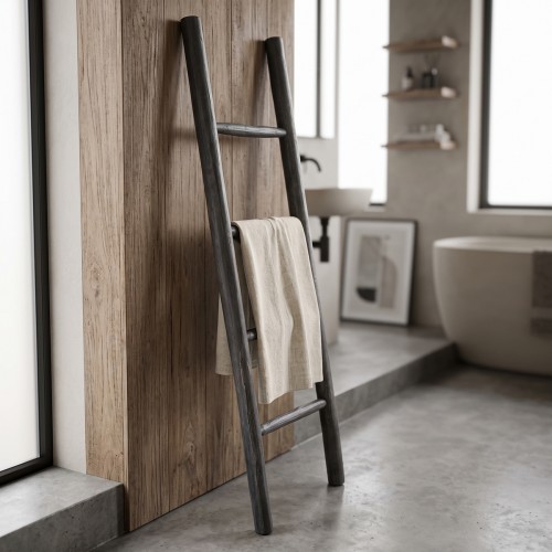 Σκάλα Morjeve Pakoworld Μαύρο Teak Ξύλο 45X6X150Εκ