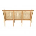 Καναπές Τριθέσιος Jenta Pakoworld Teak Ξύλο Με Rattan Σε Φυσική Απόχρωση Και Μπεζ Μαξιλάρι 203X67X92Εκ