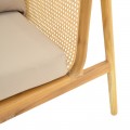 Καναπές Τριθέσιος Jenta Pakoworld Teak Ξύλο Με Rattan Σε Φυσική Απόχρωση Και Μπεζ Μαξιλάρι 203X67X92Εκ