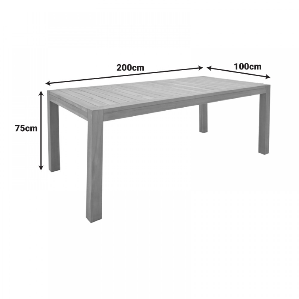 Τραπέζι Vocaly Pakoworld Teak Ξύλο Σε Φυσική Απόχρωση 200X100X75Εκ