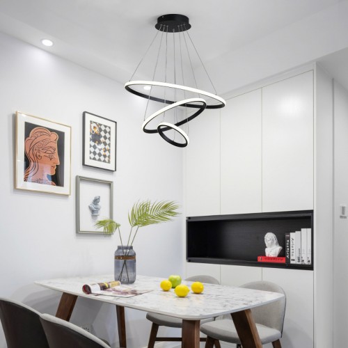 Φωτιστικό Οροφής Rings Pakoworld Led Μέταλλο Μαύρο Φ60X100Εκ