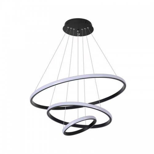 Φωτιστικό Οροφής Rings Pakoworld Led Μέταλλο Μαύρο Φ60X100Εκ
