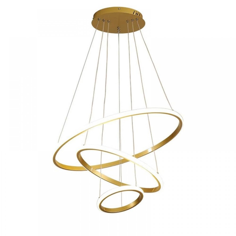 Φωτιστικό Οροφής Rings Pakoworld Led Μέταλλο Χρυσό Φ60X100Εκ