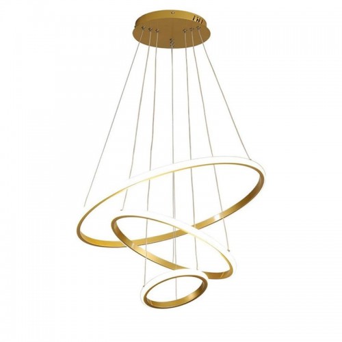 Φωτιστικό Οροφής Rings Pakoworld Led Μέταλλο Χρυσό Φ60X100Εκ