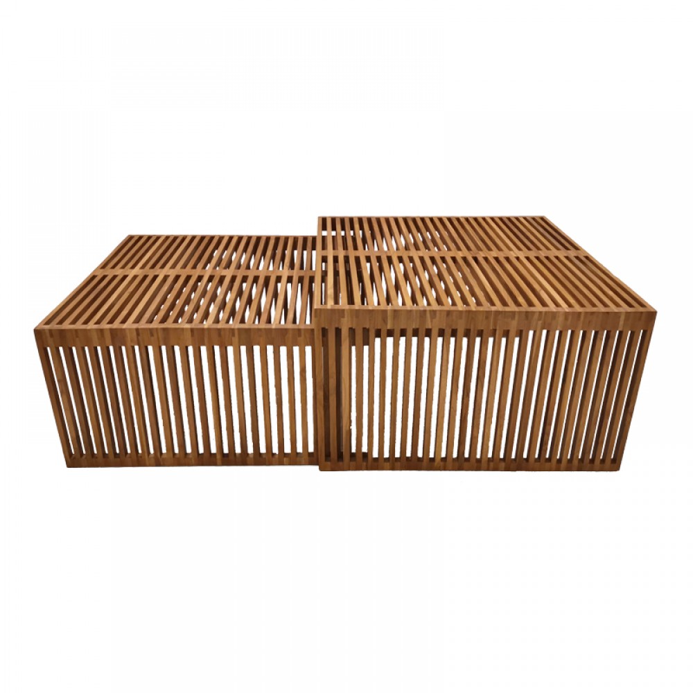 Τραπέζι Tinnie I Pakoworld Σετ 2Τεμ Teak Ξύλο Σε Φυσική Απόχρωση