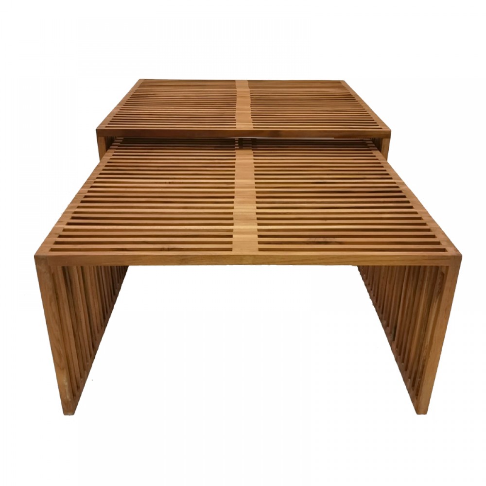 Τραπέζι Tinnie I Pakoworld Σετ 2Τεμ Teak Ξύλο Σε Φυσική Απόχρωση