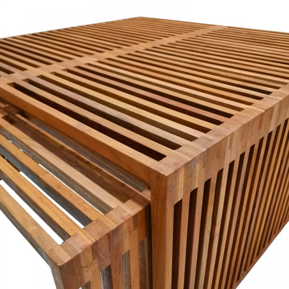 Τραπέζι Tinnie I Pakoworld Σετ 2Τεμ Teak Ξύλο Σε Φυσική Απόχρωση