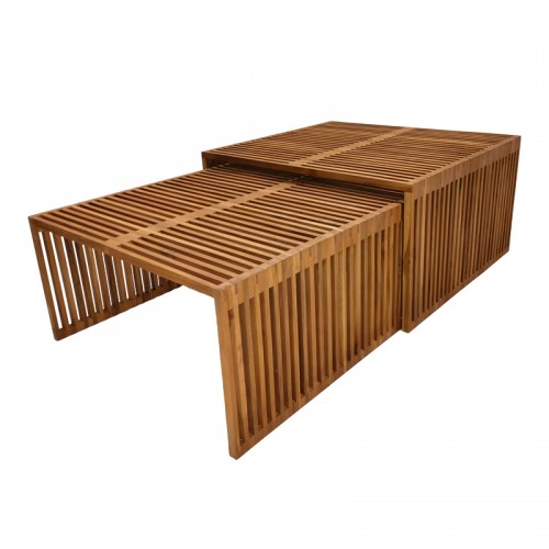 Τραπέζι Tinnie I Pakoworld Σετ 2Τεμ Teak Ξύλο Σε Φυσική Απόχρωση