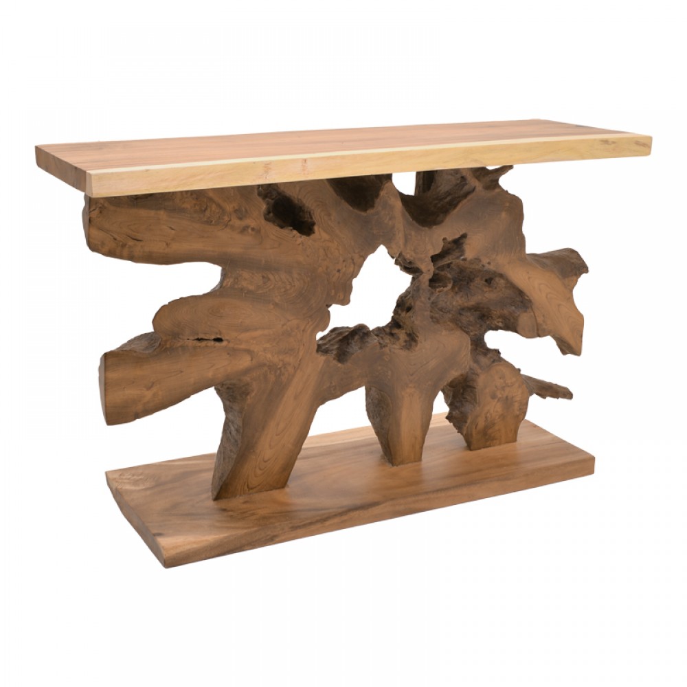 Κονσόλα Nasiol Inart Teak Ξύλο Σε Φυσική Απόχρωση 120X40X75Εκ