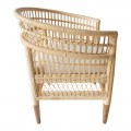 Πολυθρόνα Necorian Paakoworld Teak Ξύλο Με Pe Rattan Σε Φυσική Απόχρωση Και Λευκό Μαξιλάρι 80X70X87Εκ