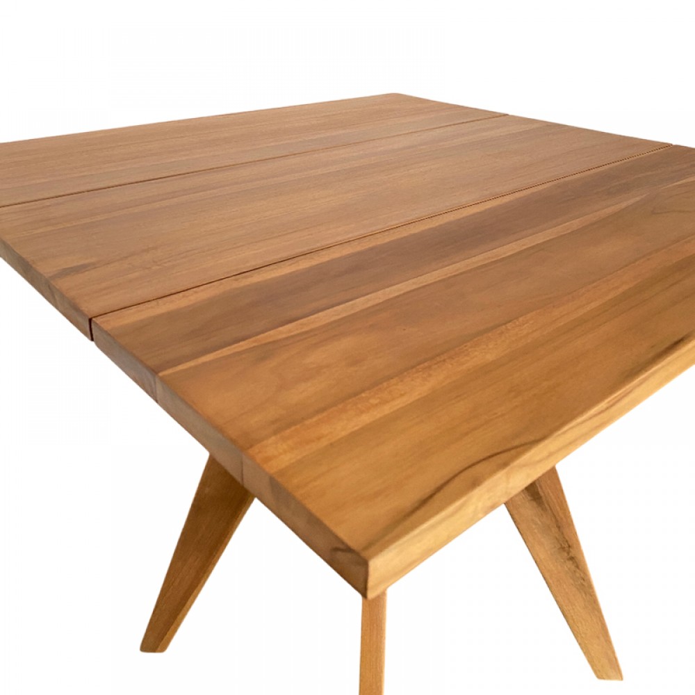 Τραπέζι Cadrada Pakoworld Teak Ξύλο Σε Φυσική Απόχρωση 80X80X76Εκ