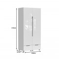 Ντουλάπα Δίφυλλη Afina Pakoworld Mdf Σε Λευκή Glossy Απόχρωση 100X57X213Εκ