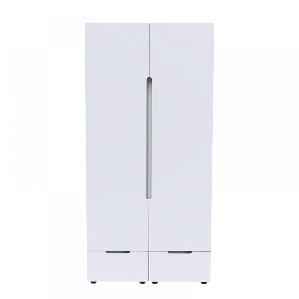 Ντουλάπα Δίφυλλη Afina Pakoworld Mdf Σε Λευκή Glossy Απόχρωση 100X57X213Εκ