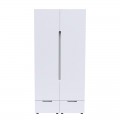 Ντουλάπα Δίφυλλη Afina Pakoworld Mdf Σε Λευκή Glossy Απόχρωση 100X57X213Εκ