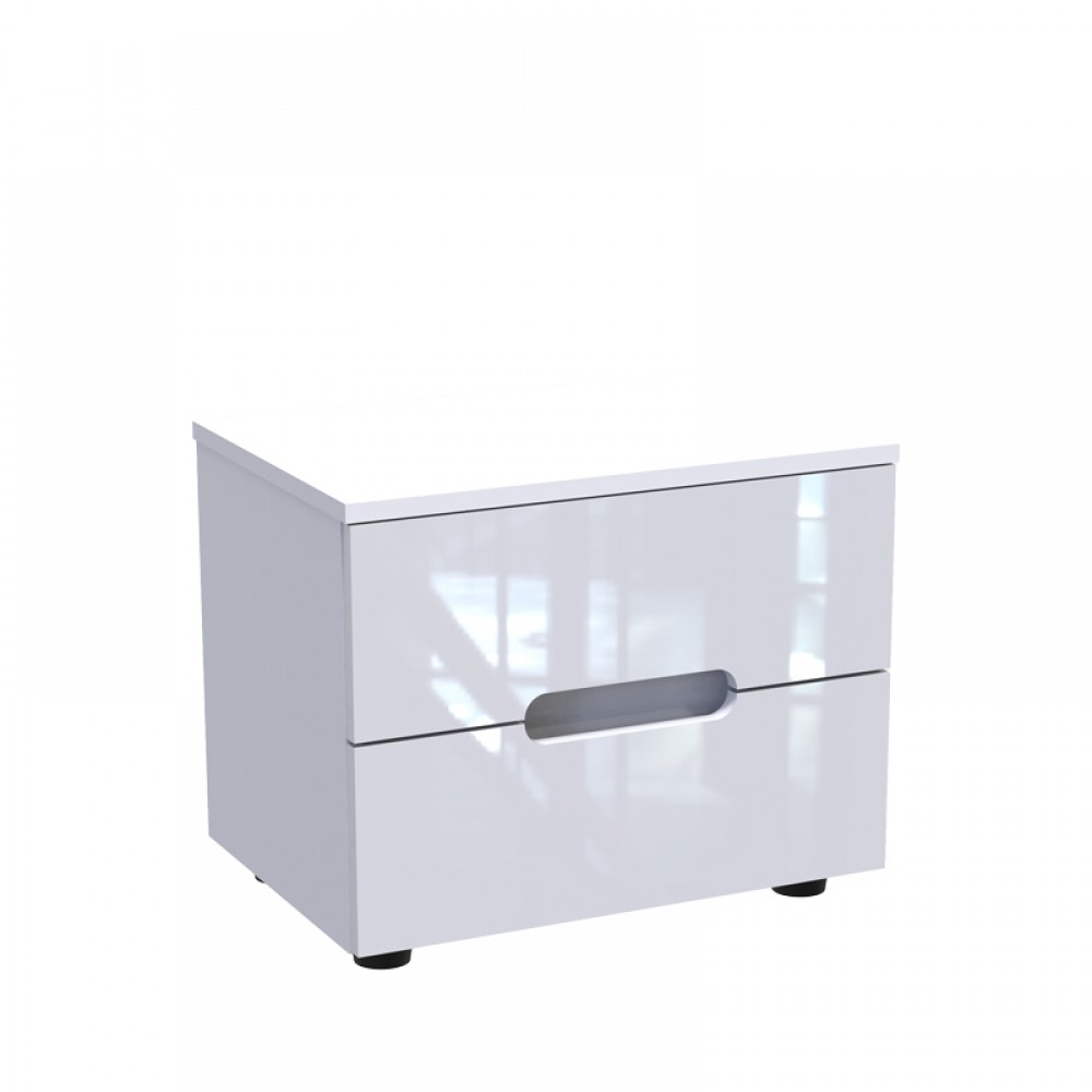 Κομοδίνο Afina Pakoworld Mdf Σε Λευκή Glossy Απόχρωση 50X35X41Εκ